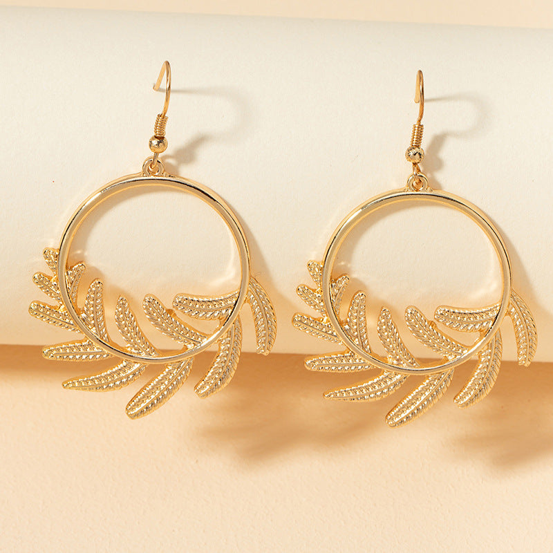 Golden Leaf Metal Earrings - Vienna Verve Collection