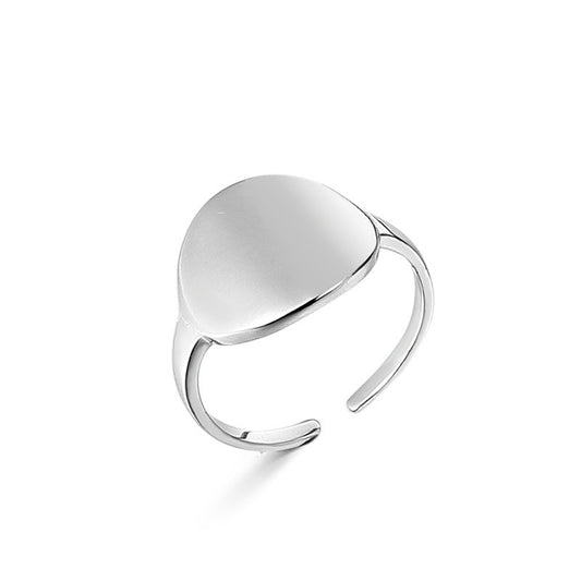 Polished Curved Round Shape Opening Sterling Silver Ring