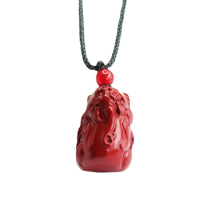 Cinnabar Sterling Silver Pixiu Pendant