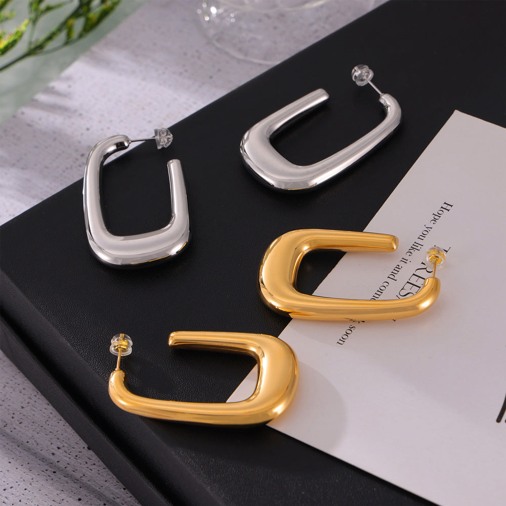 Chic Urbanite Titanium Gold-Plated U-Shaped Earrings