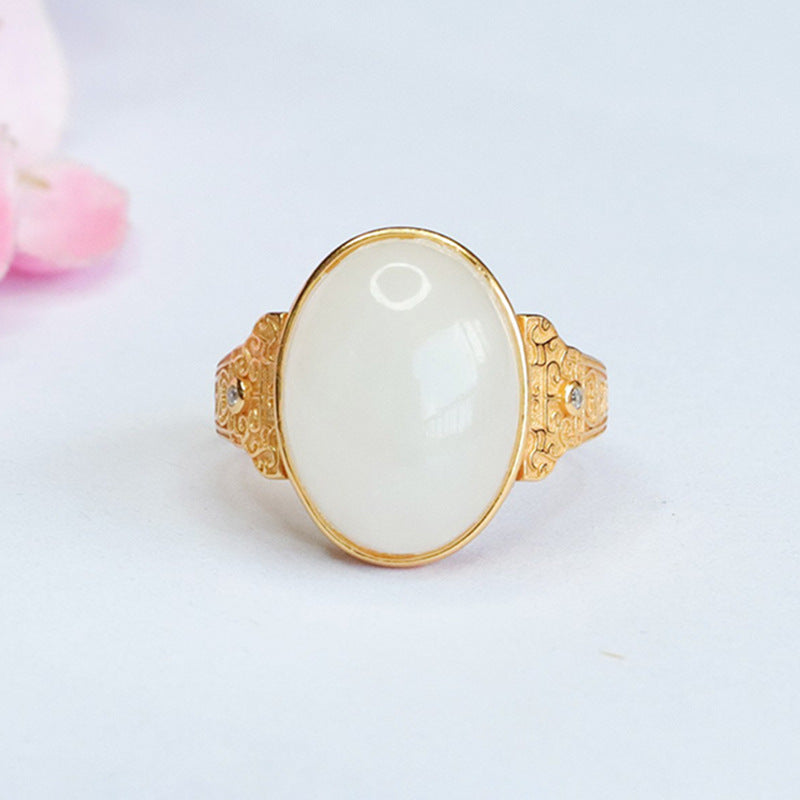 Icy White Jade Sterling Silver Ring from Planderful Collection