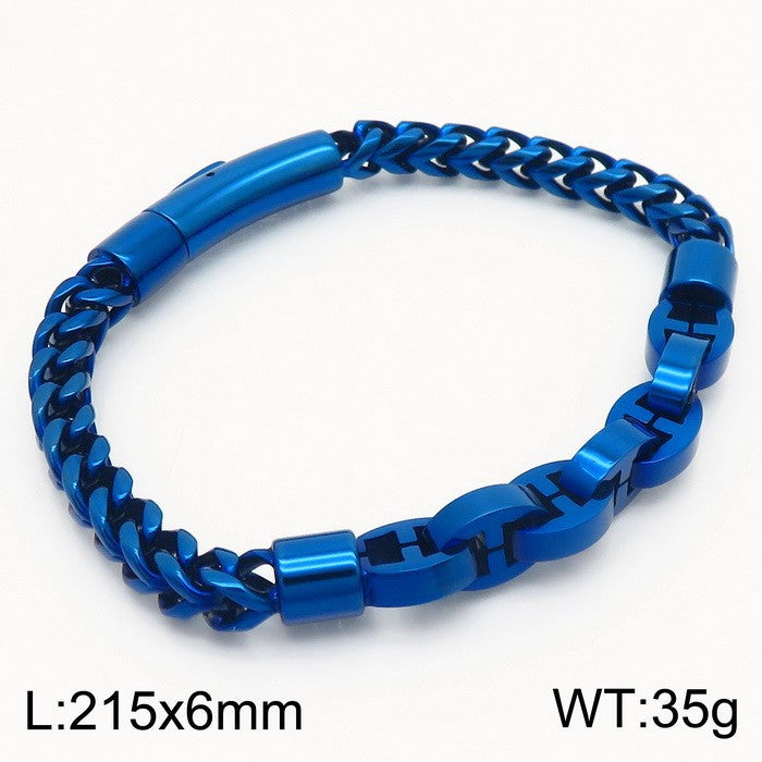 High-End Splicing Chain Bracelet for Men - Versatile Vacuum Electroplated Design