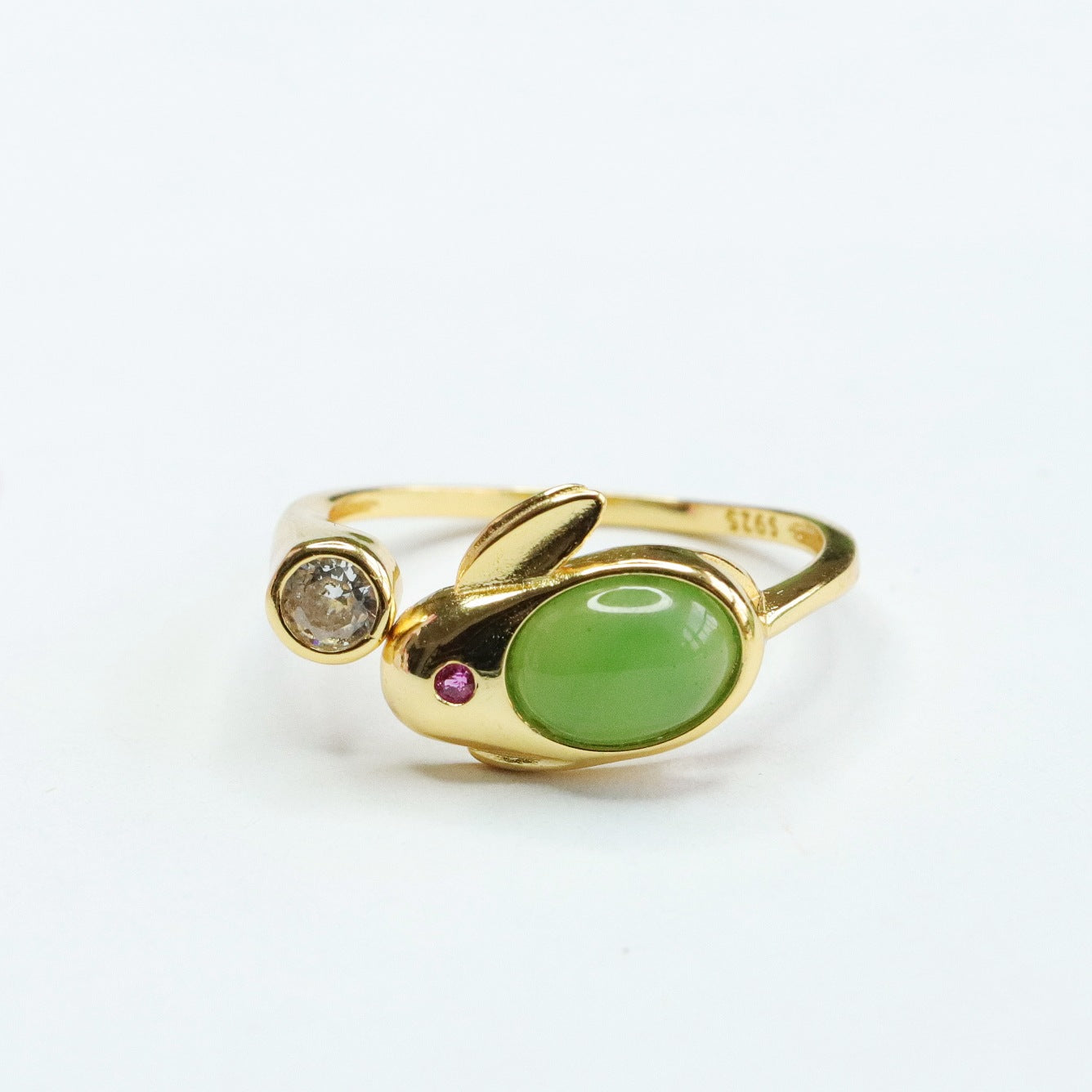 Fortune's Favor Sterling Silver Jade Rabbit Ring