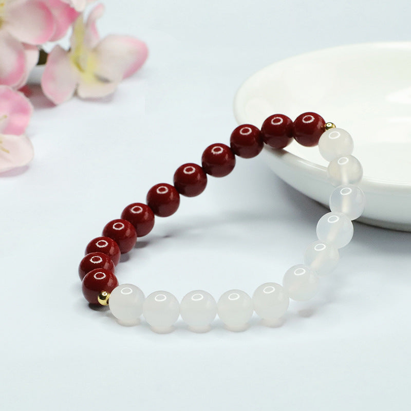 Fortune's Favor Sterling Silver Chalcedony and Cinnabar Bracelet