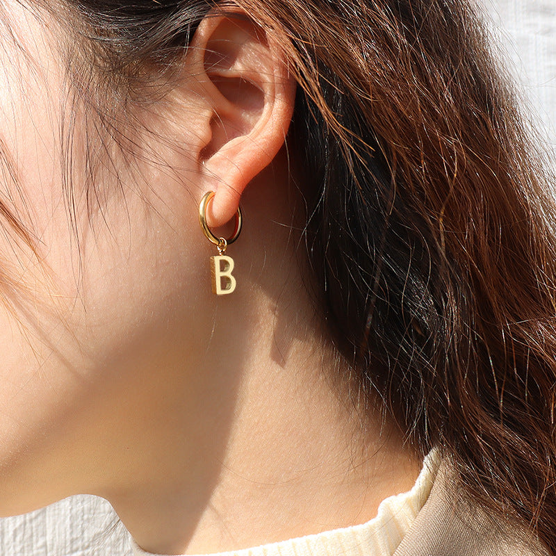 Retro Letter B Earrings - Trendy Titanium Steel Jewelry