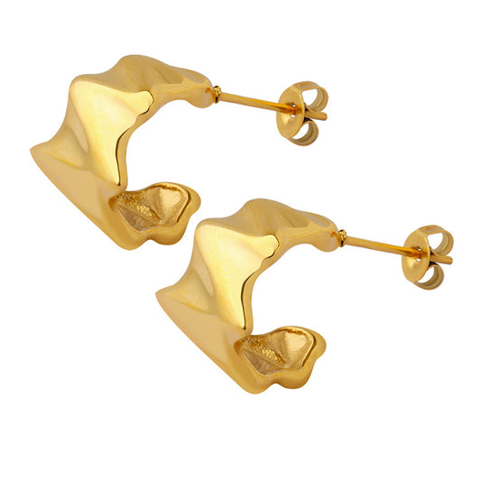 Joker Style Titanium Gold-Plated Irregular Geometric Earrings for Women