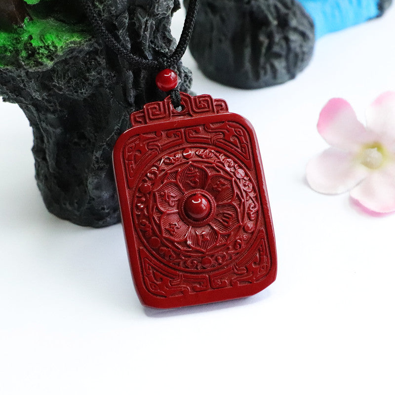 Violet Gold Sand Cinnabar Stone Pendant - Vintage Protective Charm