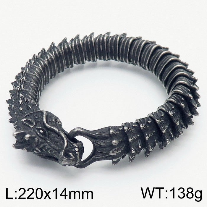 Majestic Dragon Design High-End Stainless Steel Bracelet for Men - Retro Chinese Style