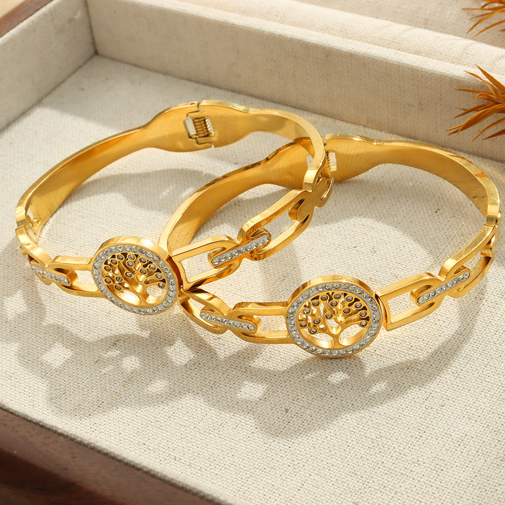 Golden World Tree Zircon Bracelet - Planderful Everyday Genie Collection