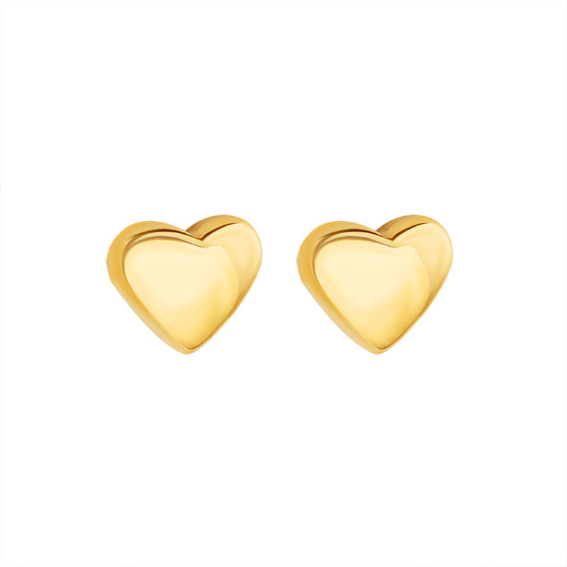 Korean Love Peach Heart Earrings - Elegant Heart Shaped Jewelry for Women in Gold