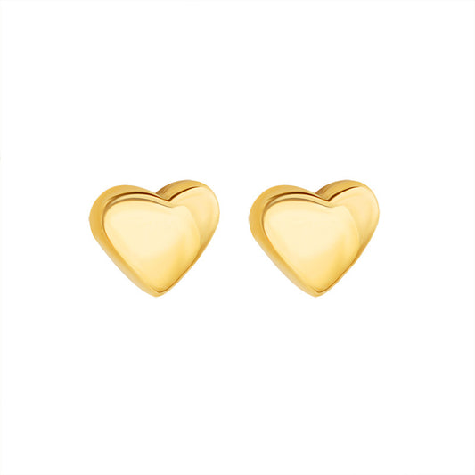 Korean Love Peach Heart Earrings - Elegant Heart Shaped Jewelry for Women in Gold