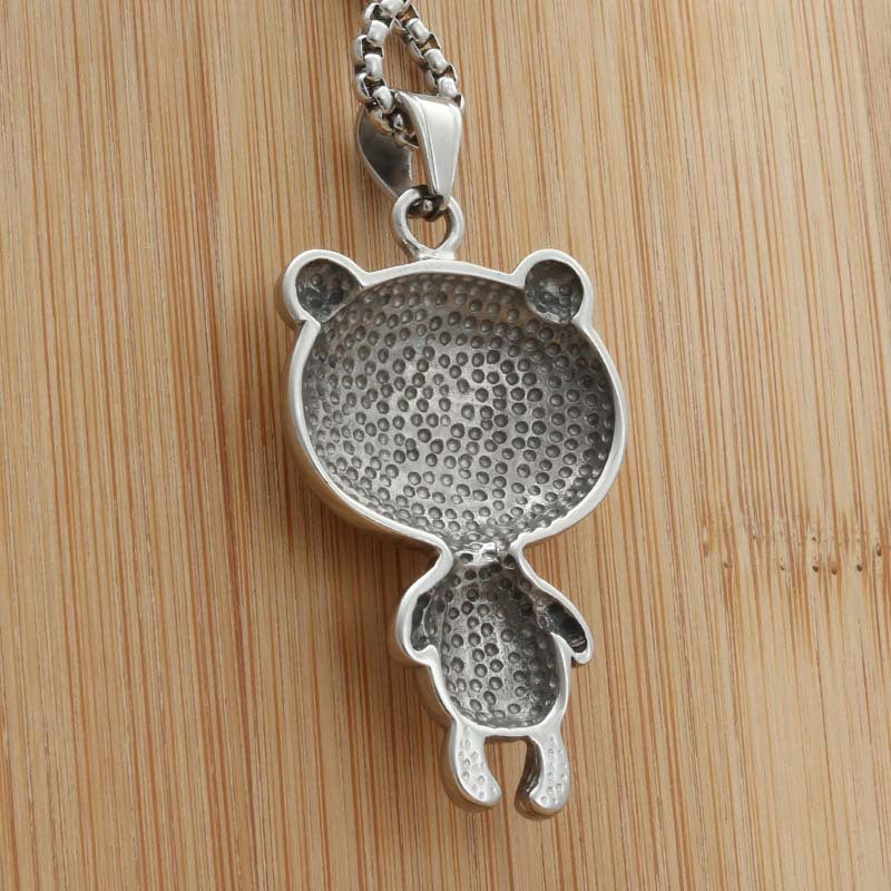 Personalized Titanium Steel Bear Pendant Necklace - Vintage Punk Style for Men and Women