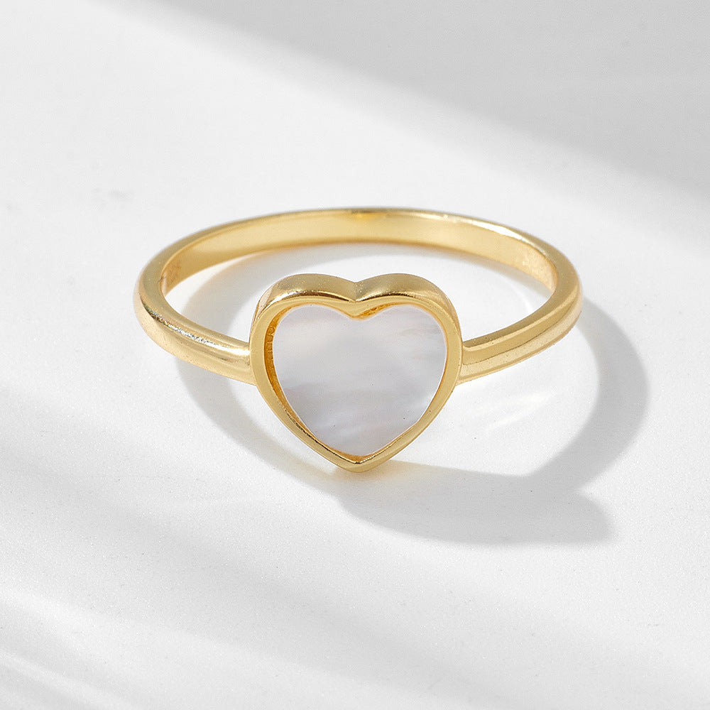 Heart Shape Mother of Pearl Silver Ring