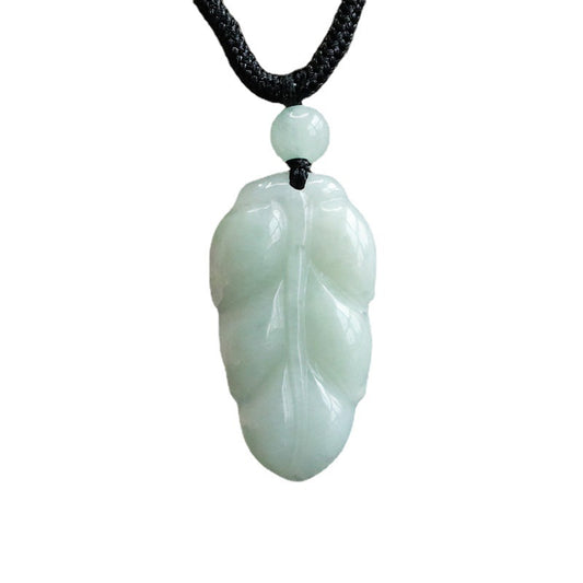 Branch Leaf Fortune's Favor Sterling Silver Jade Pendant