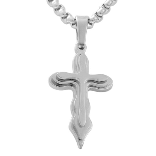 Titanium Steel Cross Pendant Necklace for Men - Personalized Retro Design in Trendy Style