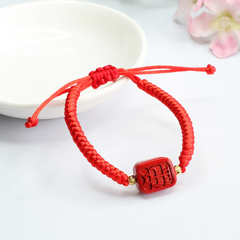 Cinnabar Bracelet with Red Sand Peace and Happiness Mitt Red Rope Jewelry