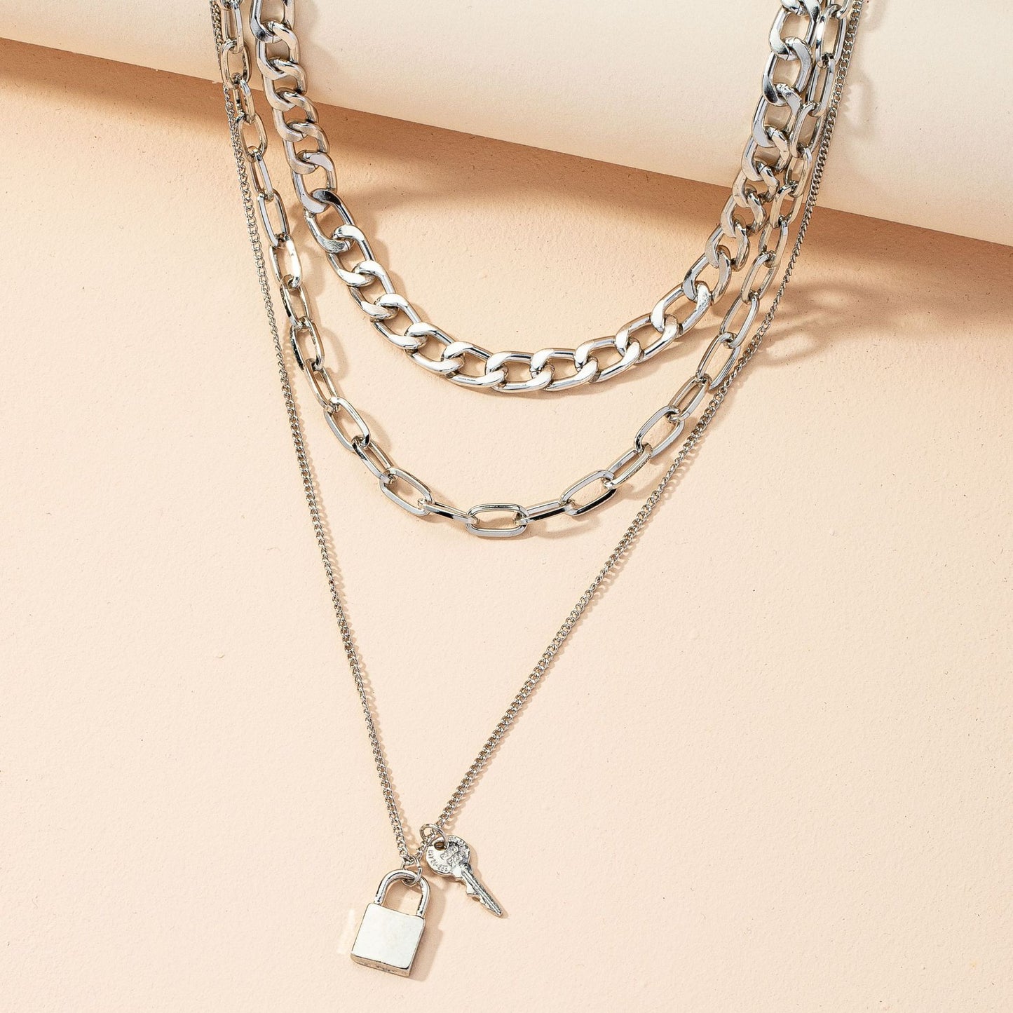 Key Lock Layered Necklace - Stylish Cross-Border Clavicle Chain