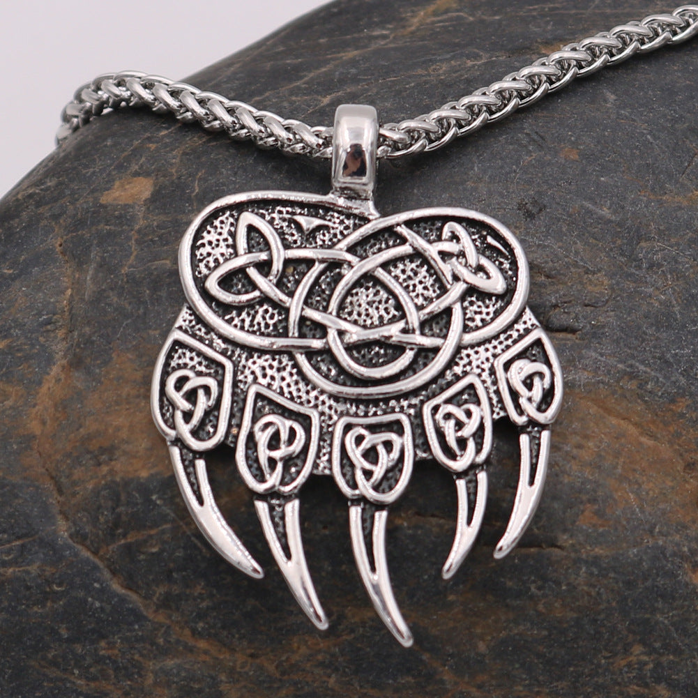 Viking Odin Bear Paw Alloy Necklace - Norse Legacy Collection