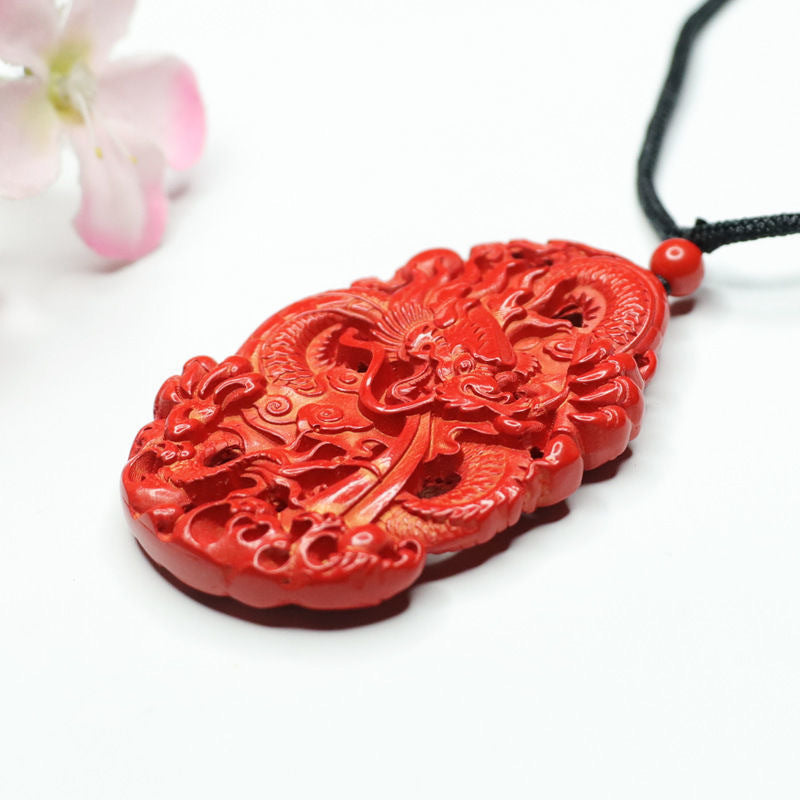 Cinnabar Hollow Dragon Pendant