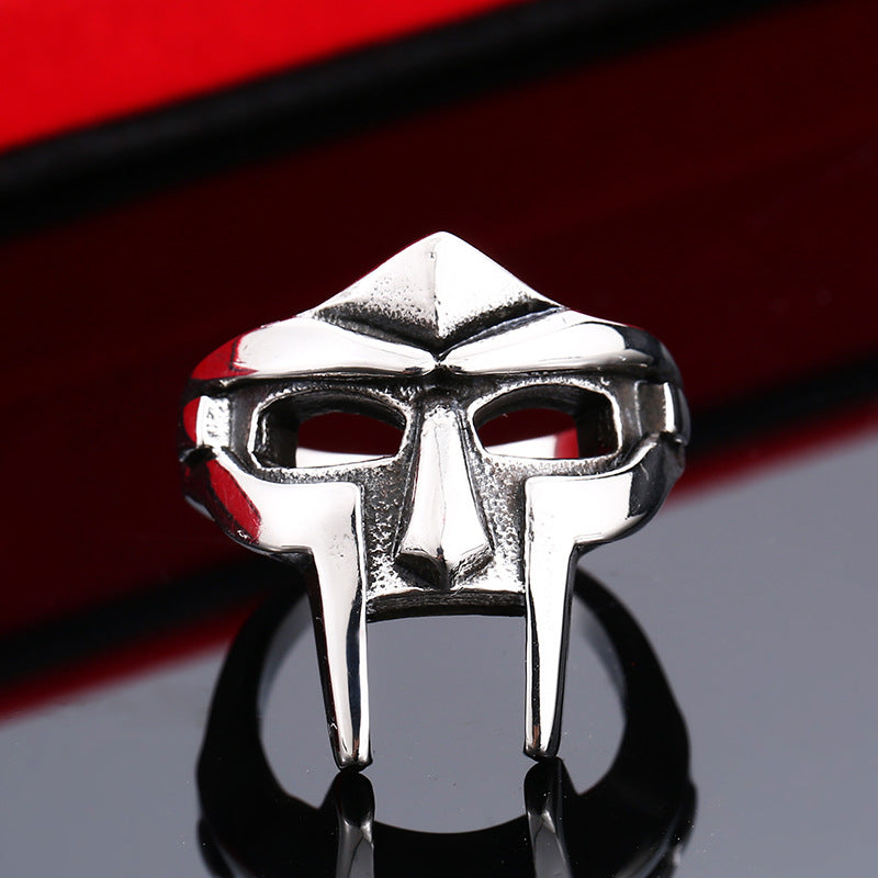 Vintage Titanium Steel Men's Mask Ring - Stylish European and American Jewelry