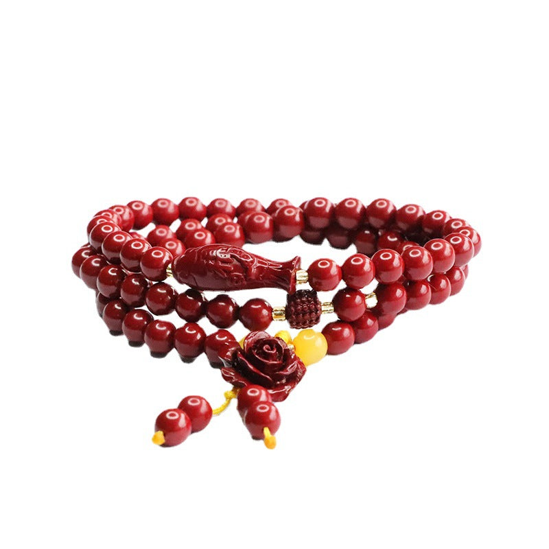 Fortune's Favor Sterling Silver Cinnabar Stone Bracelet