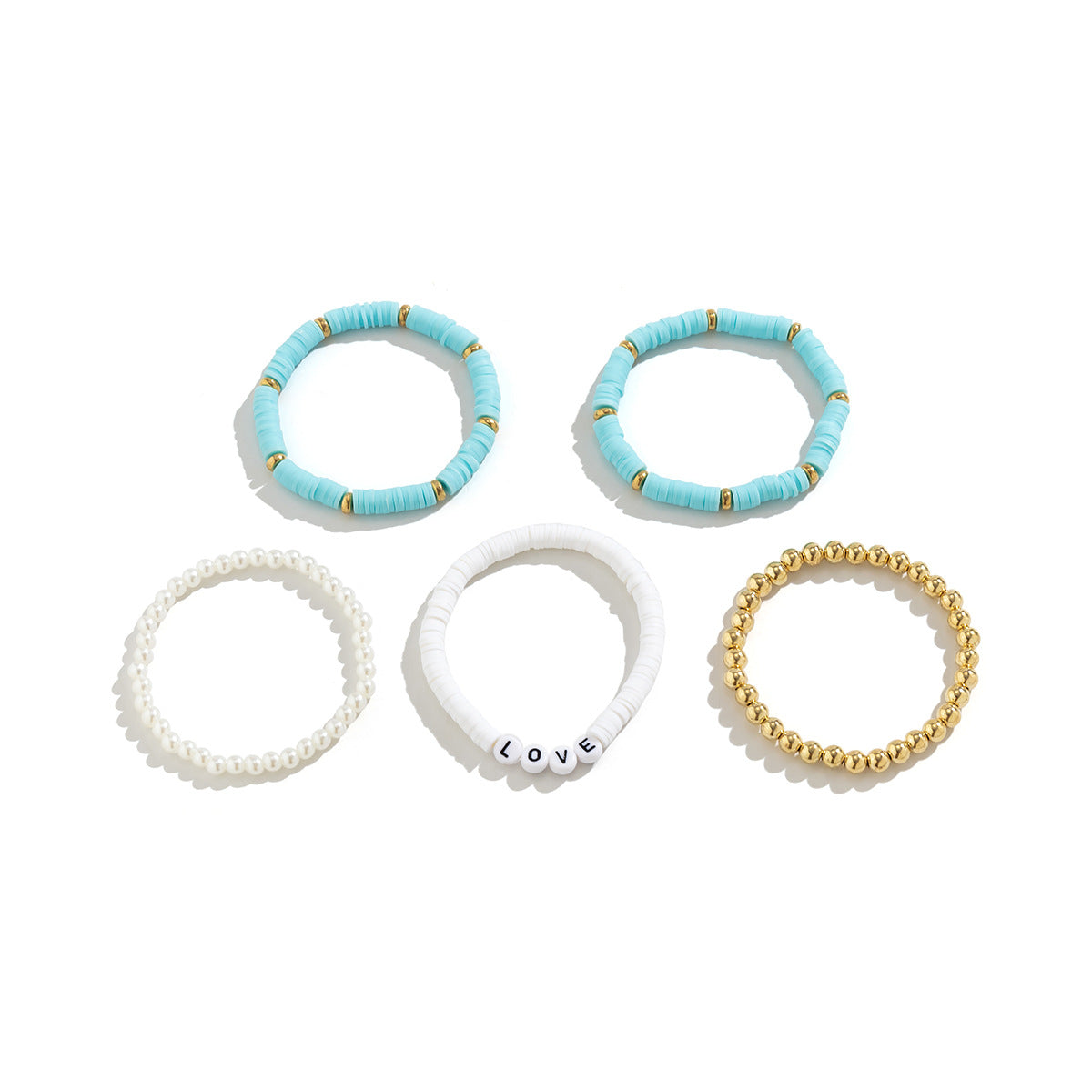 Bohemian Daisy Pearl Bracelet Set with Soft Ceramic Beads for a Stylish Vacation Look