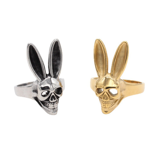 Skeleton Rabbit Titanium Steel Ring for Men