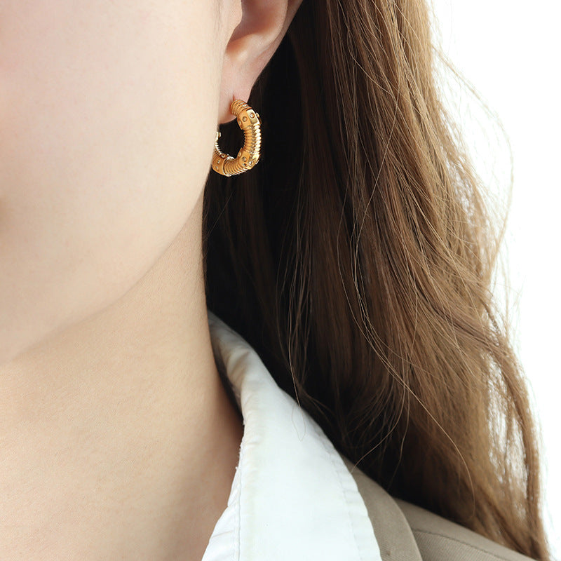 Insider's Autumn/Winter Punk C Earrings: High-Grade Brass Jewelry for Women