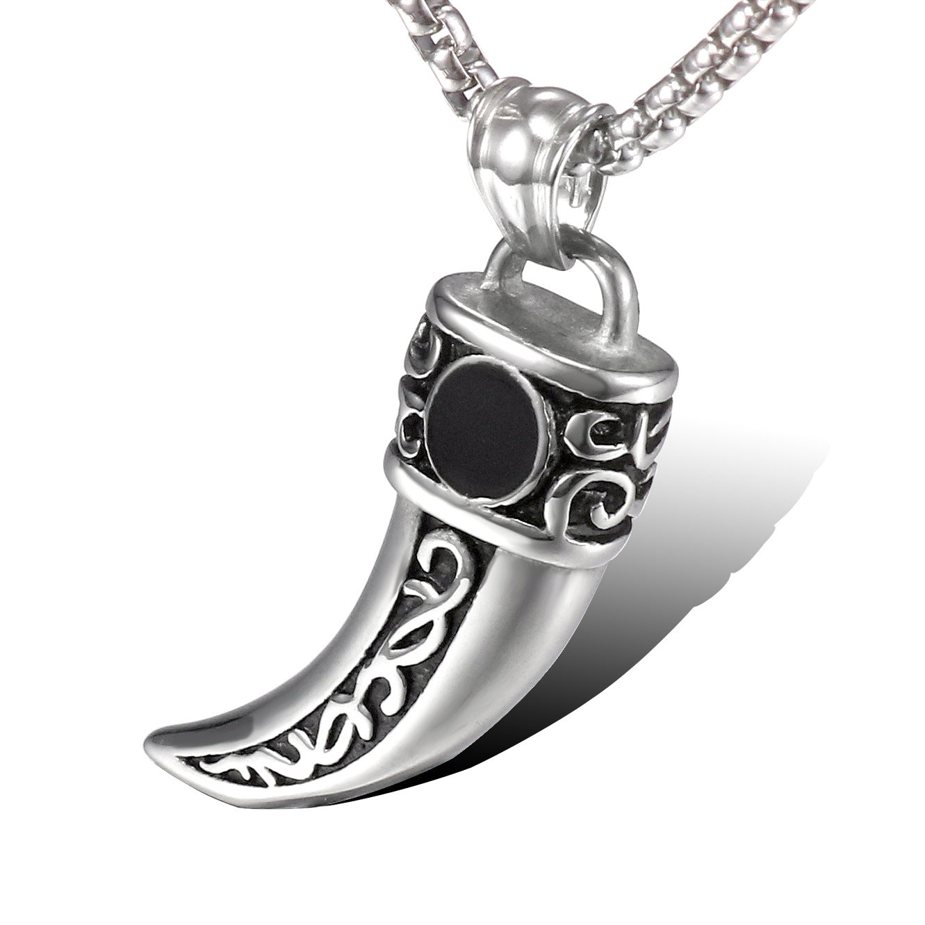 Titanium Steel Wolf Tooth Pendant - Retro Men's Jewelry from European and American Fashion