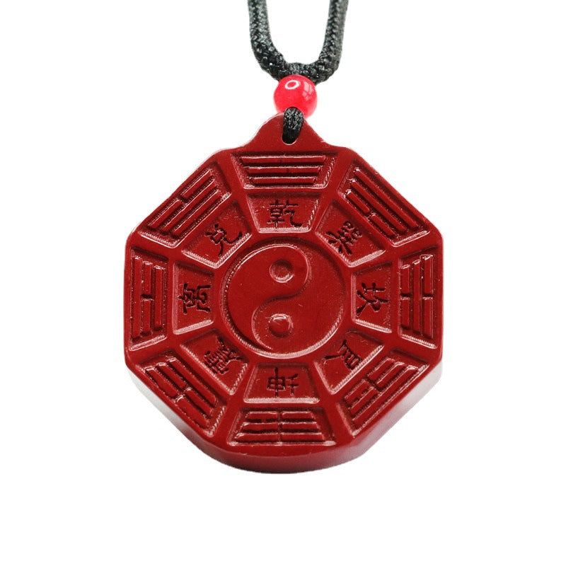 Vermilion Sand Bagua Tai Chi Pendant with Purple Gold Sand and Cinnabar Stone