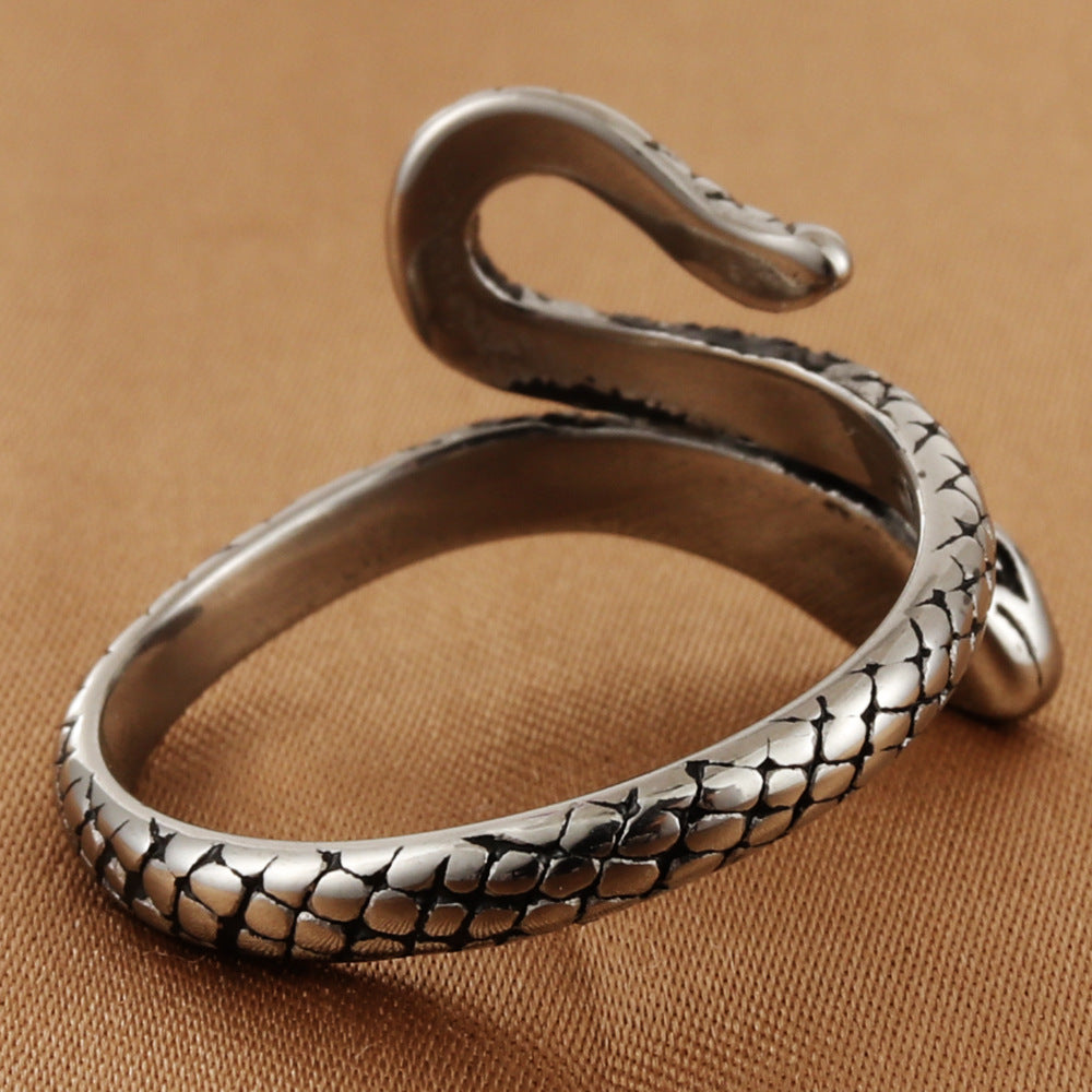 Retro Titanium Steel Snake Ring for Men - Personalized Trendy Animal Accessory