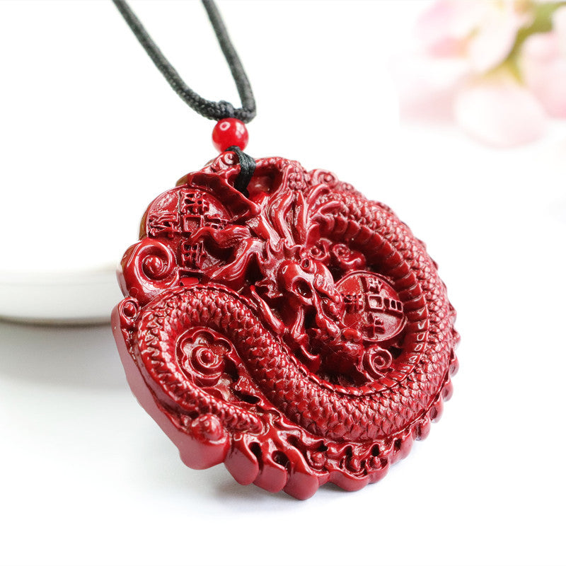 Dragon Sand Pendant with Cinnabar Stone in Sterling Silver