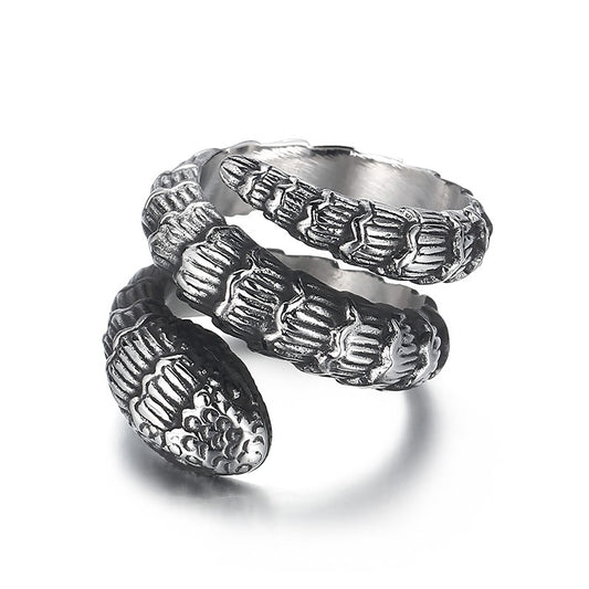 Exaggerated Stainless Steel Python Ring - Bold Retro Punk Style for Men