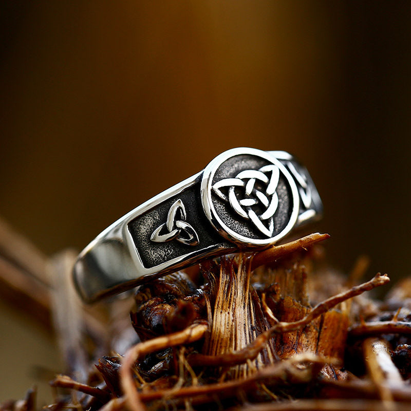 Titanium Steel Viking Celtic Knot Men's Ring - Stylish Retro Wholesale Jewelry