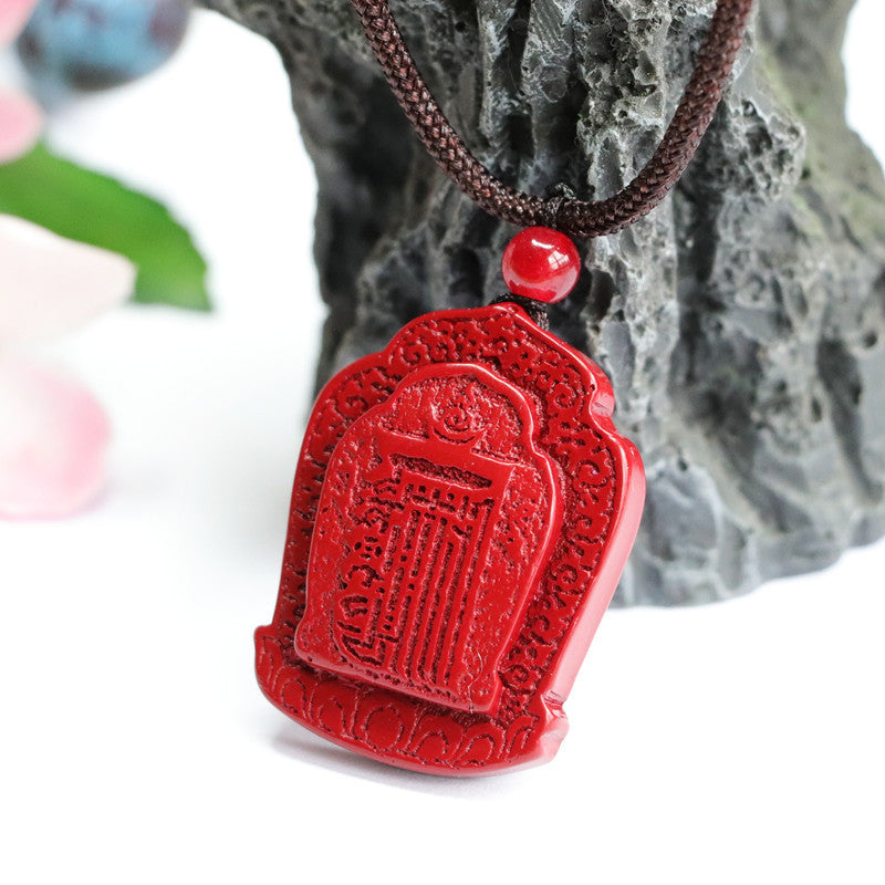 Purple Gold Sand Pendant with Cinnabar Stone and Six Character Proverbs