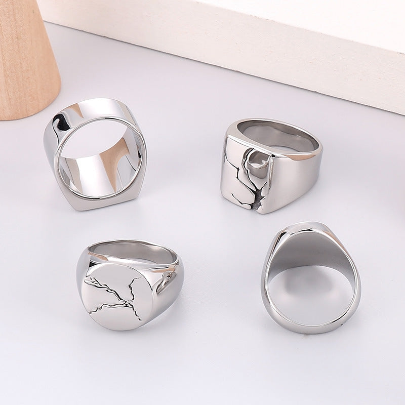 Cross-Border Trend Stainless Steel Wide-Finger Wrench Ring for Men - Personalized Design