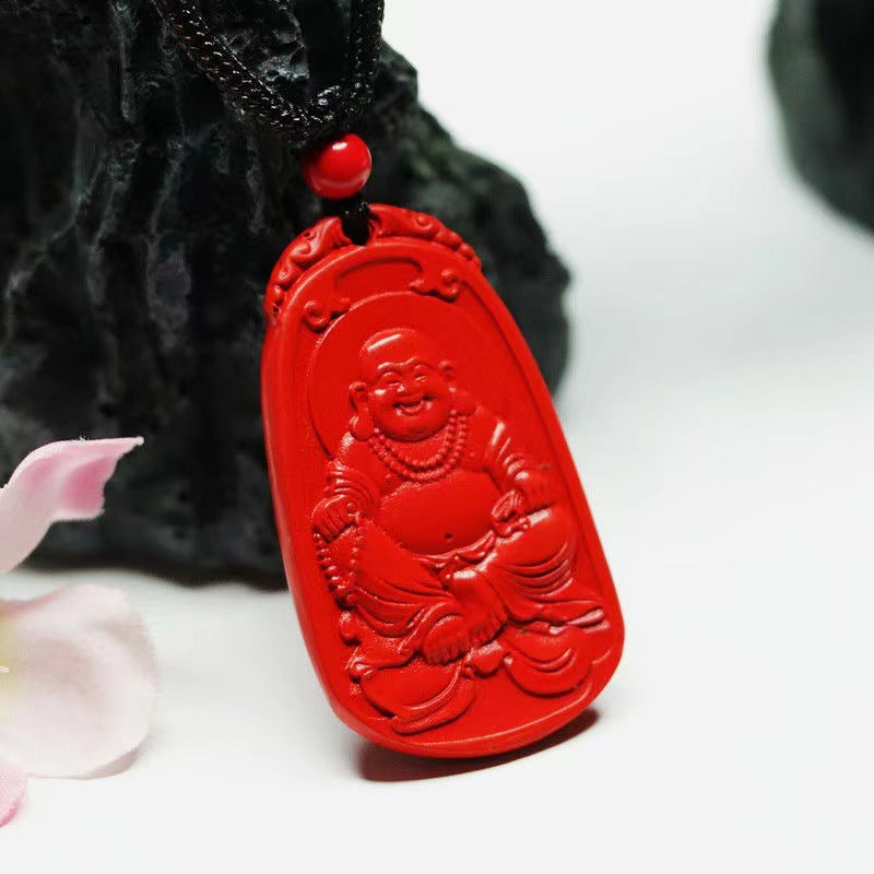 Cinnabar Buddhist Lord Pendant Jewelry: Symbol of Fortune and Protection