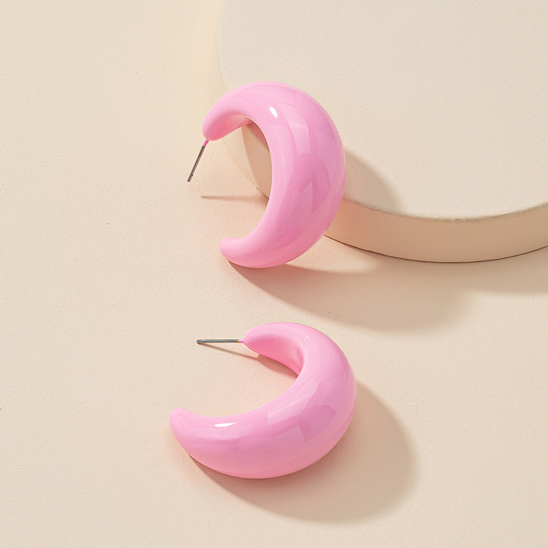 Sweet Texture C-Shaped Earrings with Metal Needles - Vienna Verve Collection