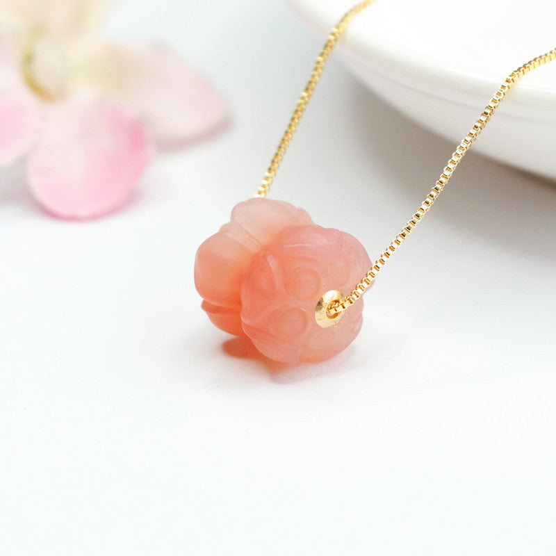 Golden Lotus Agate Pendant Necklace from the Fortune's Favor Collection