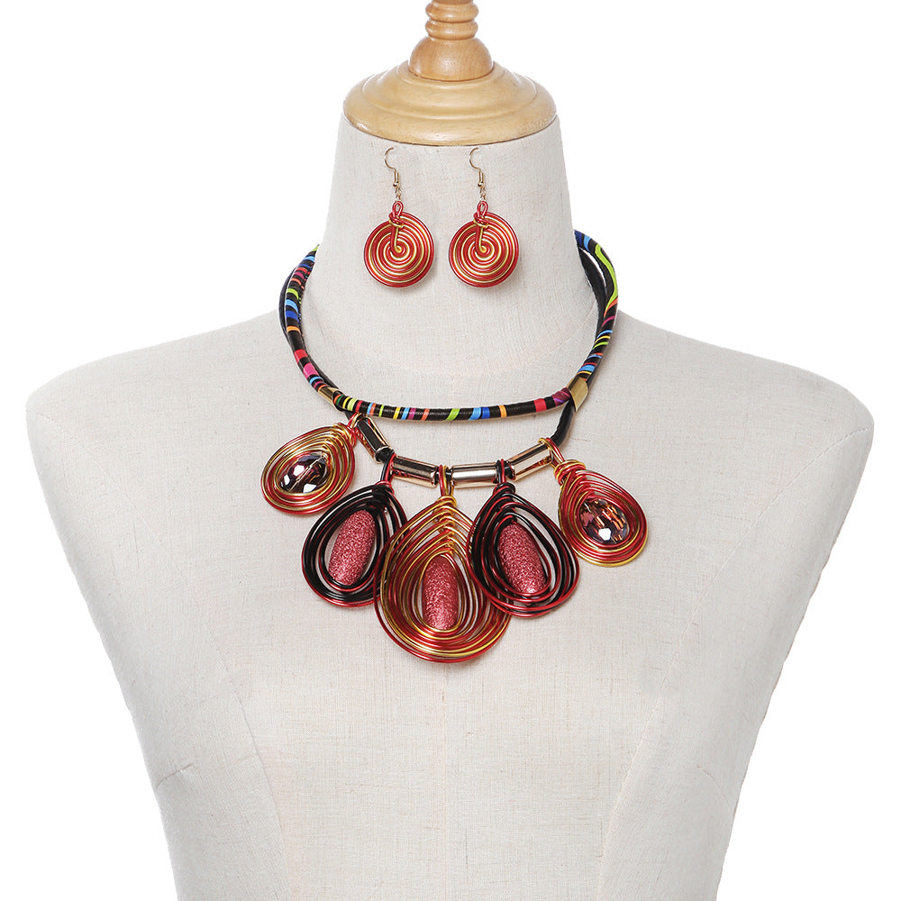 Exaggerated Frosted Resin Glass Necklace Set - Savanna Rhythms Collection