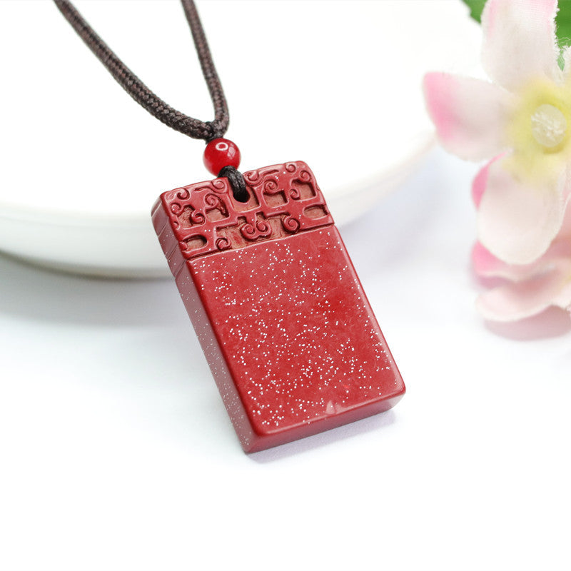 Pendant: Elegant Vermilion Sand and Purple Gold Rectangle Pendant