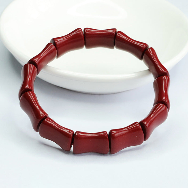 Vintage Sterling Silver Cinnabar Stone Bracelet