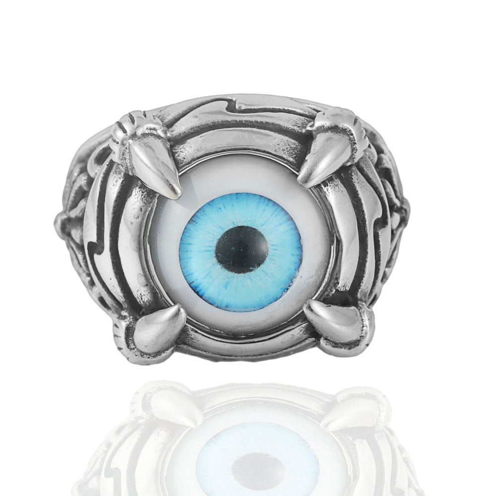 Titanium Steel Punk Devil's Eye Ring for Men - Bold European and American Design