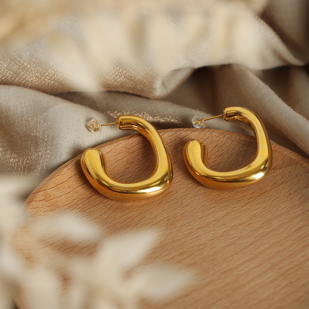 Glamorous Golden G-shaped Geometric Earrings crafted in Titanium Steel - Elegant Women's Jewelry