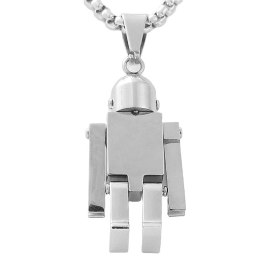 Trendy Personalized Titanium Steel Robot Pendant Necklace for Men