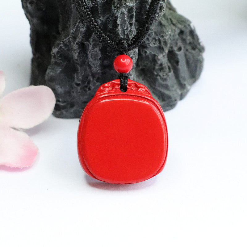 Fortune's Favor Sterling Silver Cinnabar Pendant - Elegant Red Sand Pendant