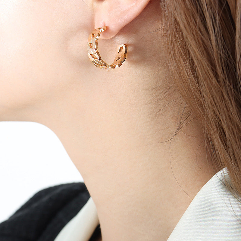 Chic Korean-inspired Metal Chain Earrings with Gold Plating