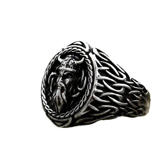 Titanium Steel Viking Ring for Men - Retro Domineering Cross-Border Jewelry in Size 7-13