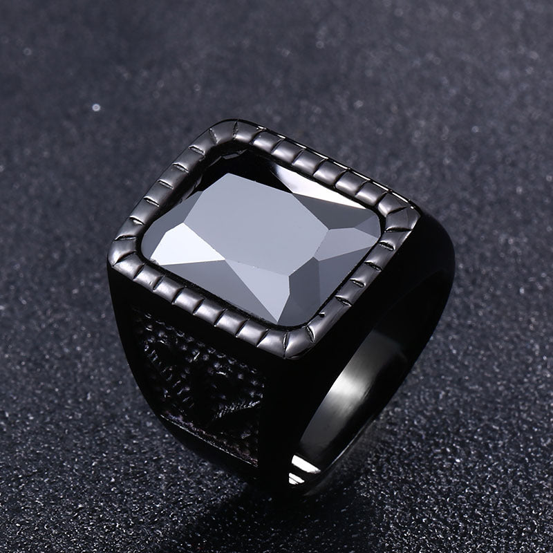 Titanium Steel Leaf Design Domineering Ring for Men - Wholesale Big Gem Jewelry