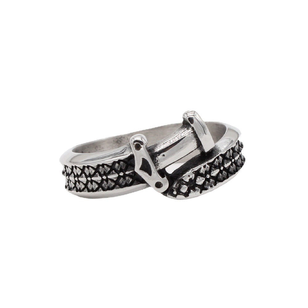 Men's Retro Punk Dagger Sword Titanium Steel Ring